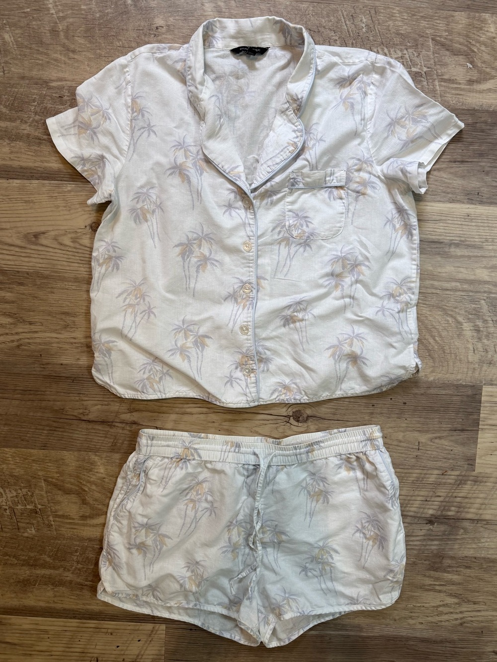 Banana Republic White Short-Sleeve Palm-Print Pajama Set